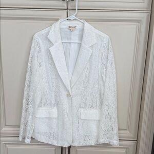 Hem & Thread White Lace Blazer
